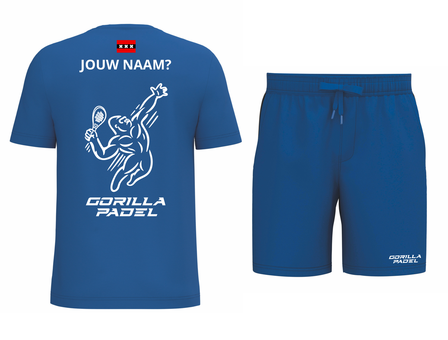 Gorilla Padel Set Blauw Met Naam