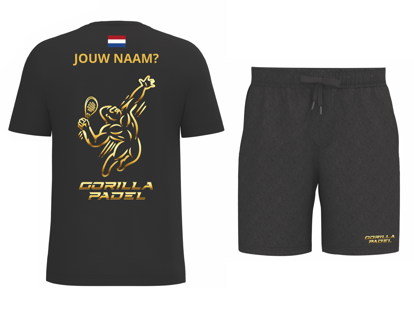 Gorilla Padel Set Zwart Goud Met Naam