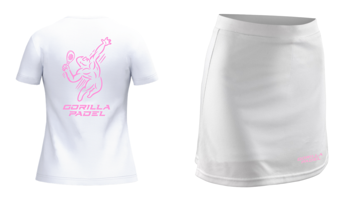 Gorilla Padel Set Dames Wit Roze - shirt en rokje