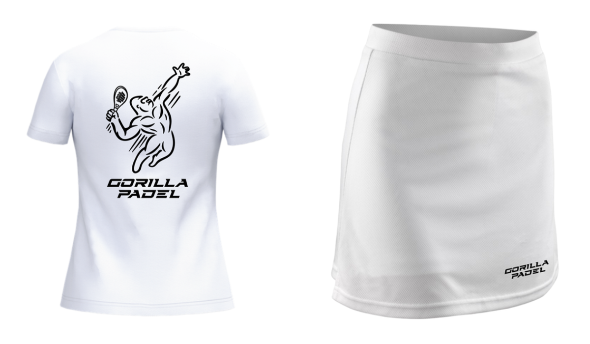 Gorilla Padel Set Dames Wit Zwart - shirt en rokje