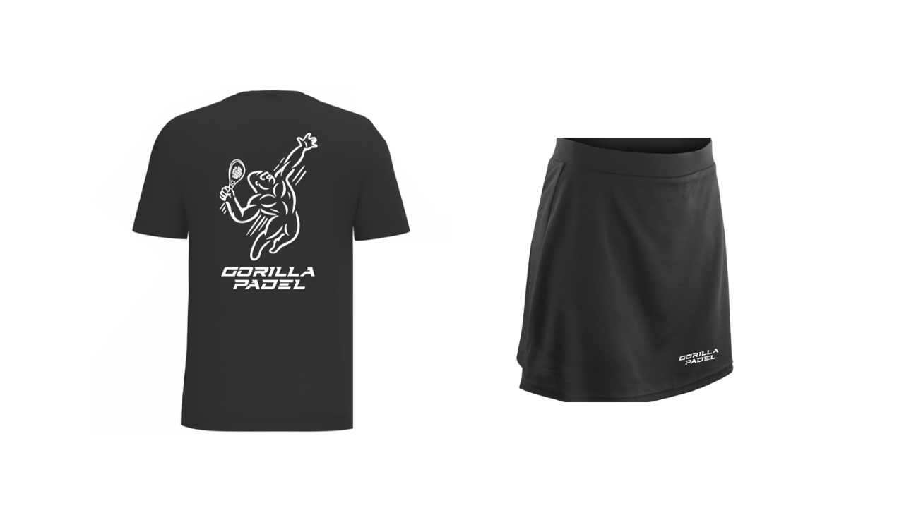 Gorilla Padel Set Dames Zwart Wit met eigen naam - shirt en rokje