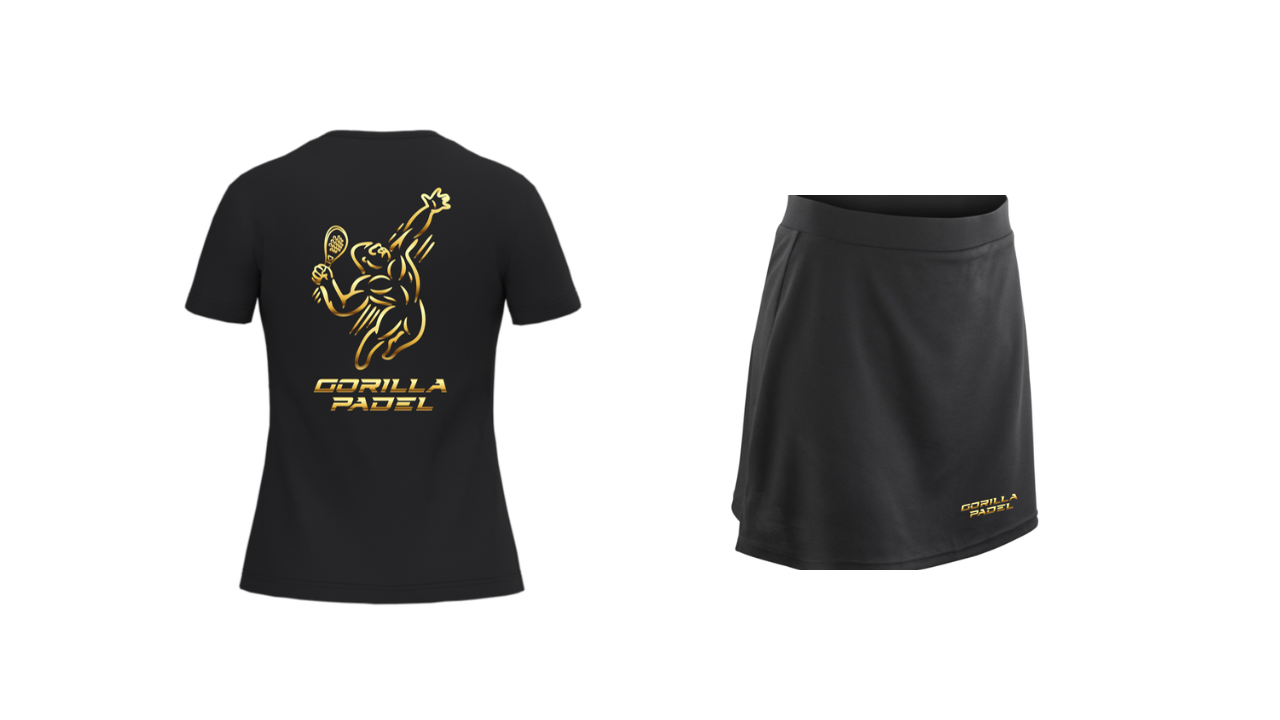 Gorilla Padel Set Dames Zwart Goud - shirt en rokje