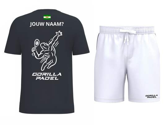 Gorilla Padel Set Marine Blauw Wit Met Naam
