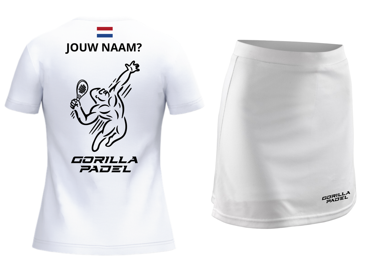 *EIGEN NAAM* Gorilla Padel Set Dames Wit Zwart