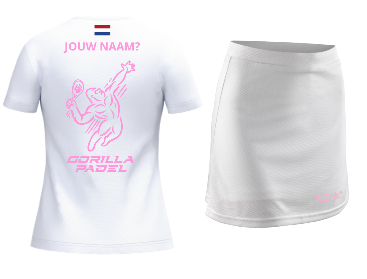 Gorilla Padel Set Dames Wit Roze