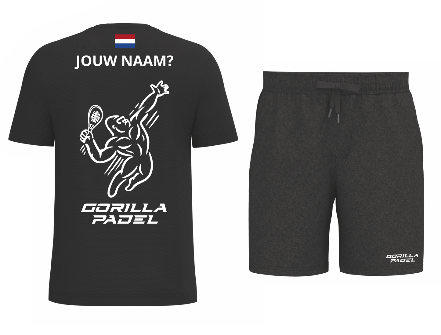 Gorilla Padel Set Zwart Wit Met Naam
