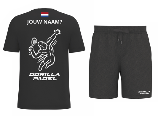 Gorilla Padel Set Zwart Wit Met Naam