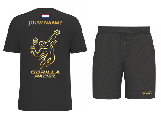 Gorilla Padel Set Zwart Goud Met Naam
